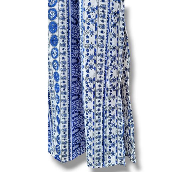 Japna Women’s Blue Multi-Print Sleeveless Maxi Dress with Keyhole Neckline – XS - Picture 4 of 11